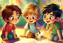 أطفال يستمعون للحكايات في ليلة دافئة